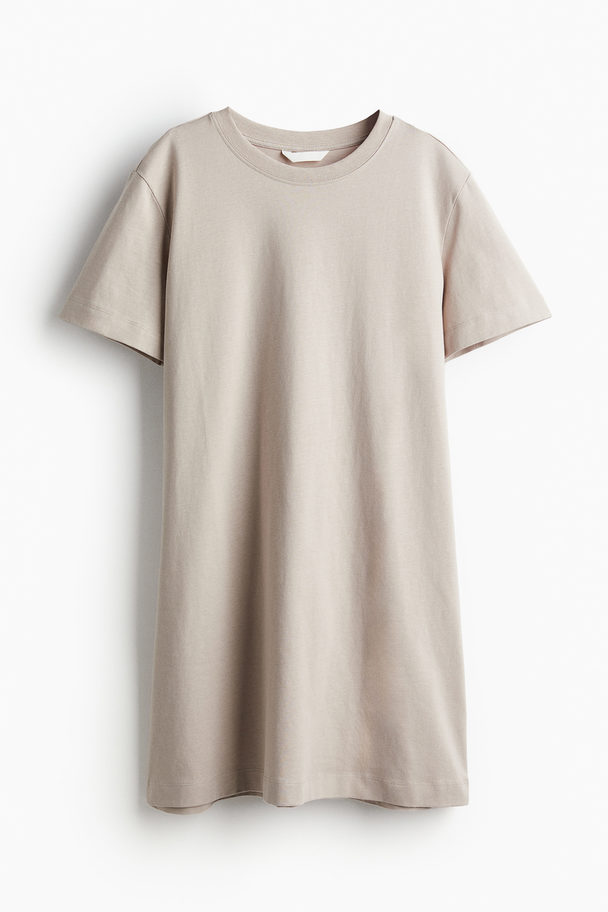 H&M T-Shirt-Kleid aus Baumwolle Hellbeige