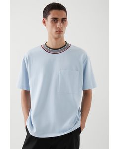 Relaxed-fit Striped Neck T-shirt Light Blue