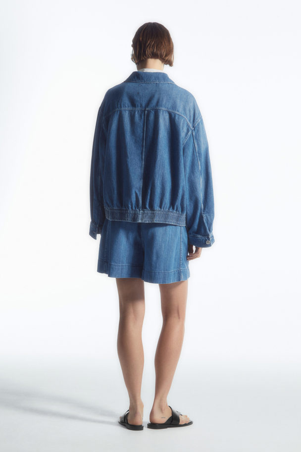 COS Oversized Zip-up Denim Jacket Blue