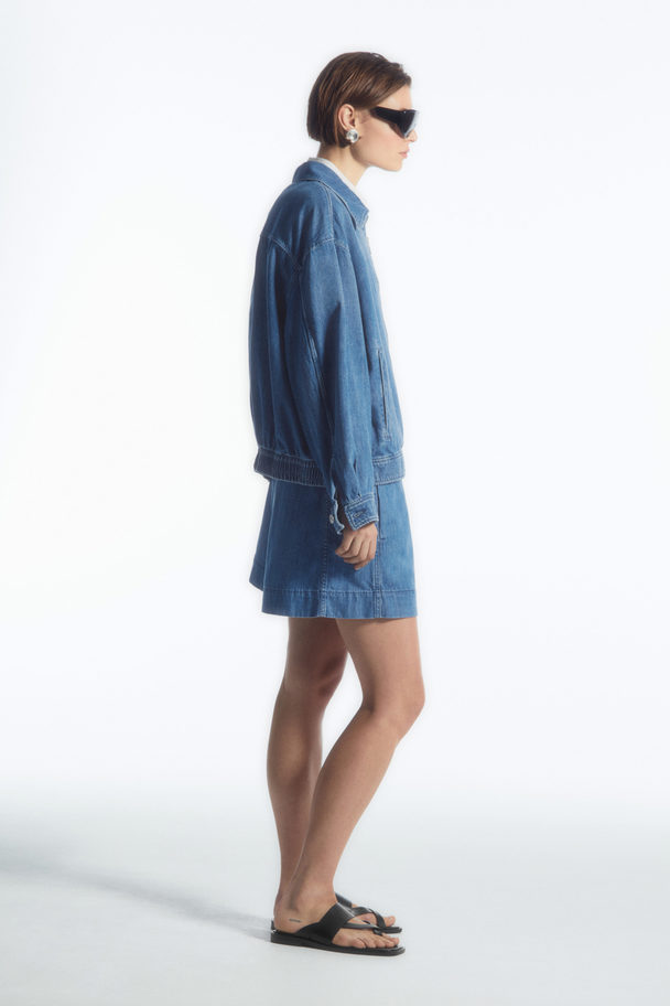 COS Oversized Zip-up Denim Jacket Blue