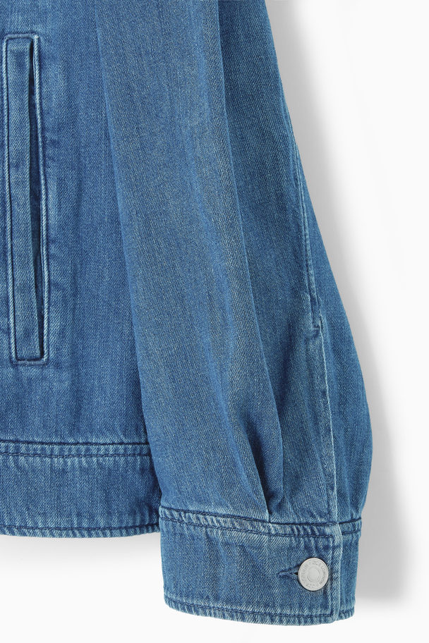 COS Oversized Zip-up Denim Jacket Blue