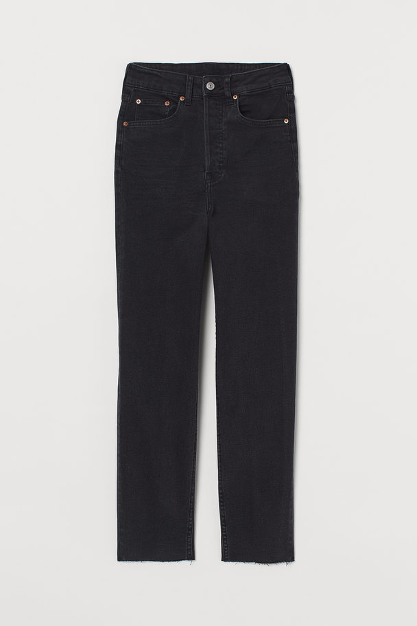 H&M Mom High Ankle Jeans Schwarz/Washed out