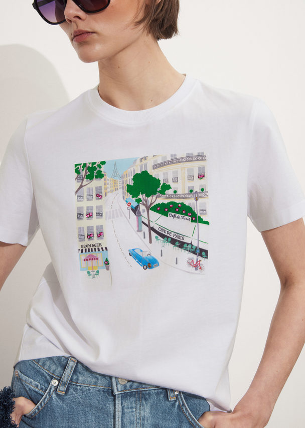 & Other Stories Bedrucktes T-Shirt Aufdruck mit Paris-Szene
