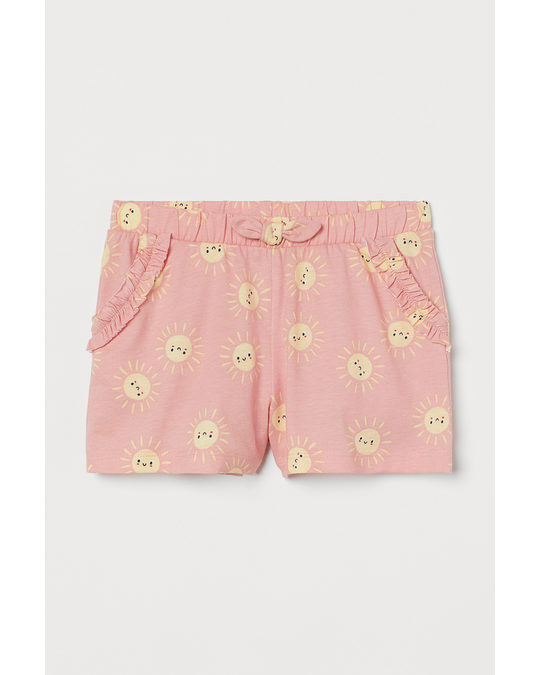 H&M Patterned Jersey Shorts Light Pink/sunburst