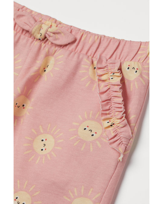 H&M Patterned Jersey Shorts Light Pink/sunburst