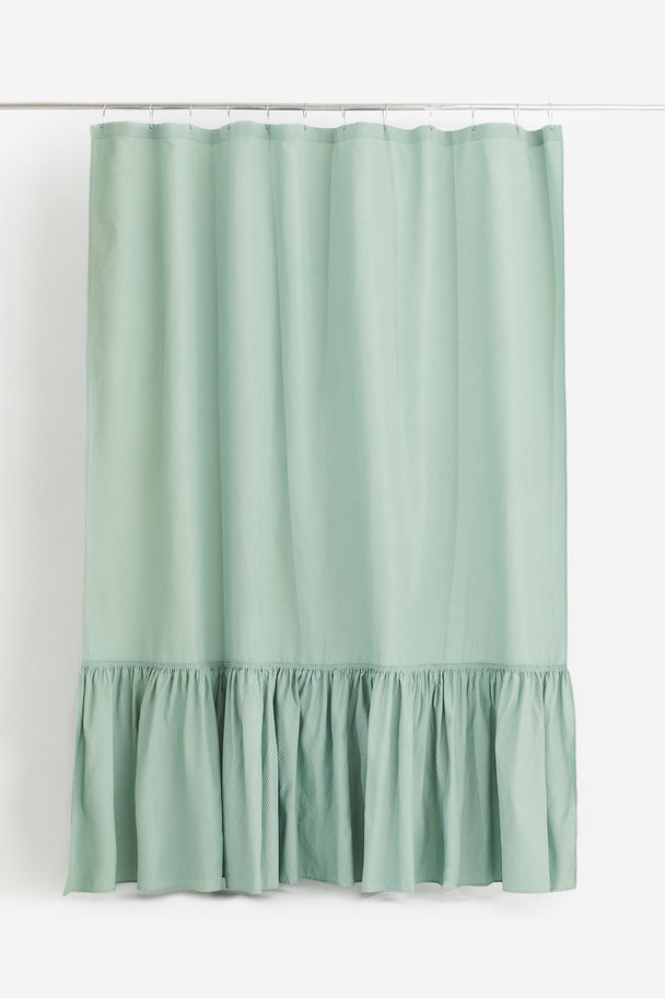 H&M HOME Flounce-trimmed Shower Curtain Sage Green