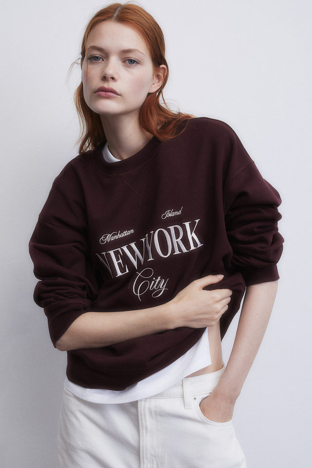 H&M Sweatshirt Vinröd/new York