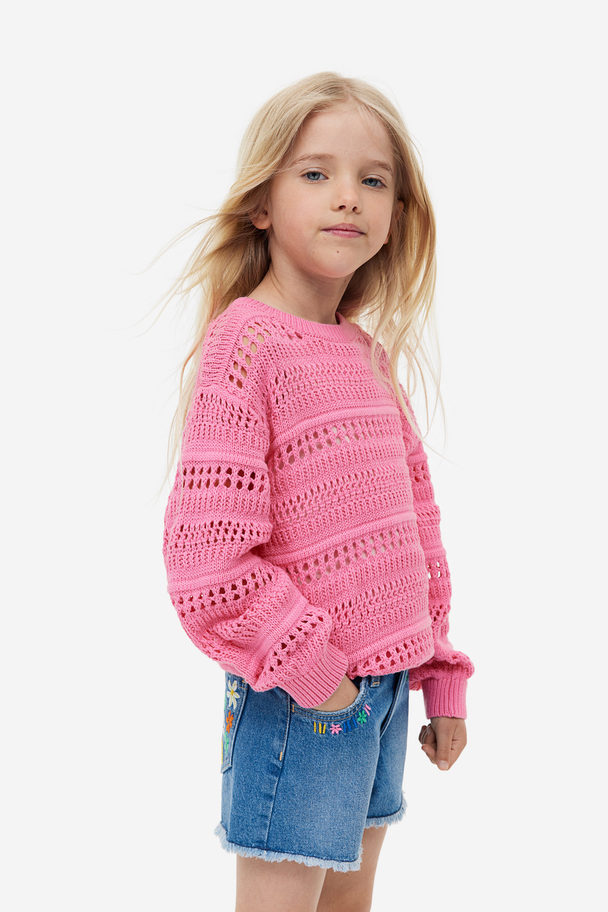 H&M Crochet-look Jumper Pink