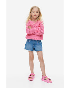 Crochet-look Jumper Pink