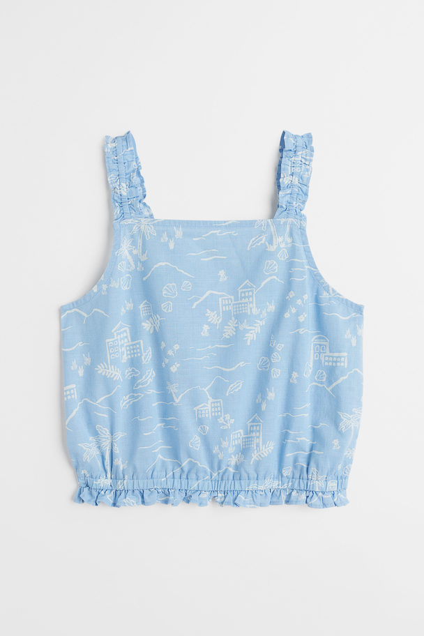 H&M Cropped Sleeveless Top Light Blue/patterned
