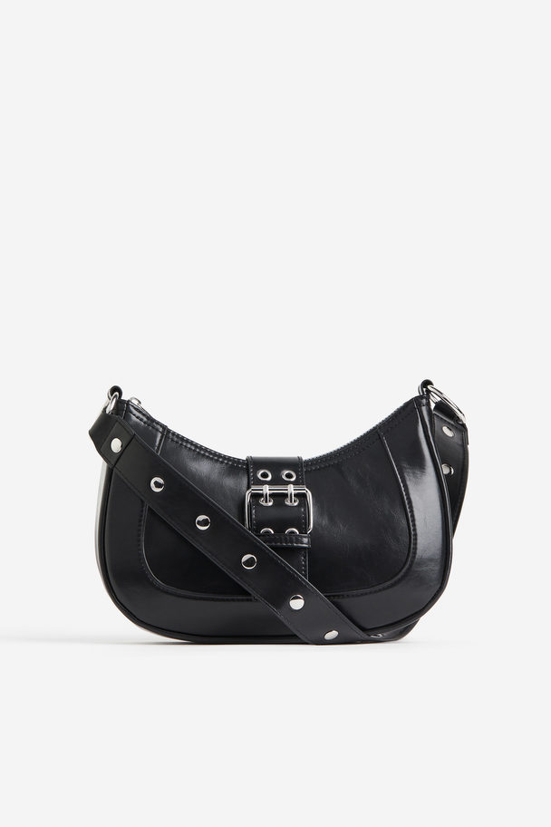 H&M Coated Shoulder Bag Black