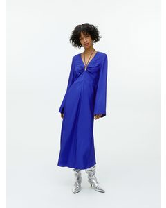 Drawstring Detailed Midi Dress Bright Blue