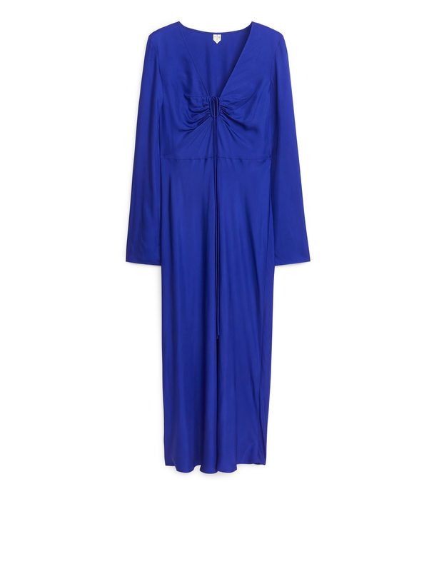ARKET Drawstring Detailed Midi Dress Bright Blue
