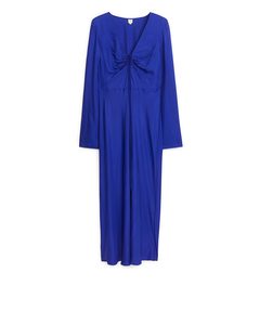 Drawstring Detailed Midi Dress Bright Blue