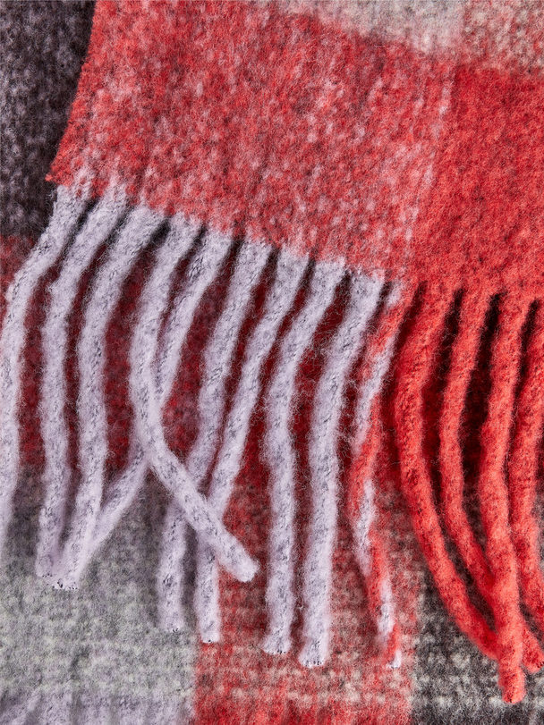 ARKET Wool Blend Scarf Red/lilac/grey