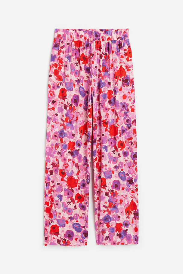 H&M Pull On-bukse I Trikot Rosa/blomstret