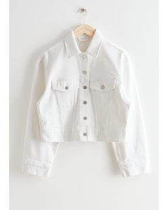 Button Up Denim Jacket White