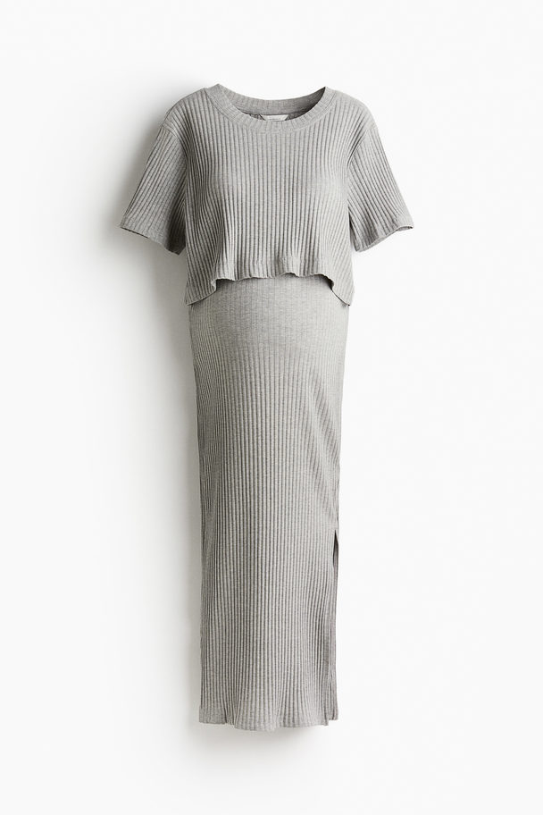 H&M Mama Cropped T-shirt And Pencil Skirt Light Grey Marl