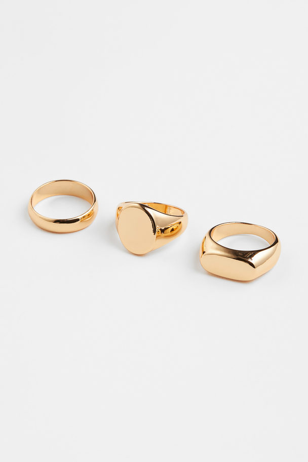 H&M 3-pack Rings Gold-coloured