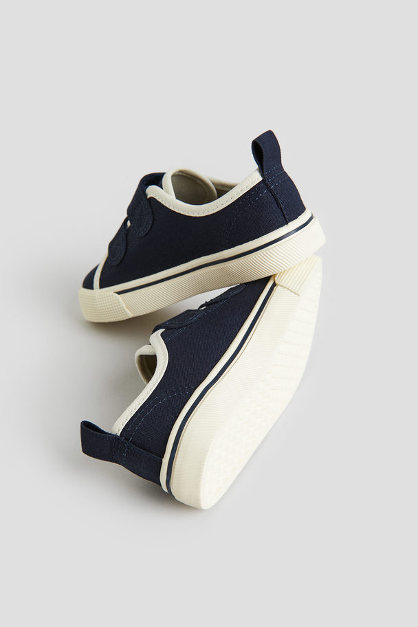 H&M Canvas-Sneaker mit Klettverschluss Dunkelblau