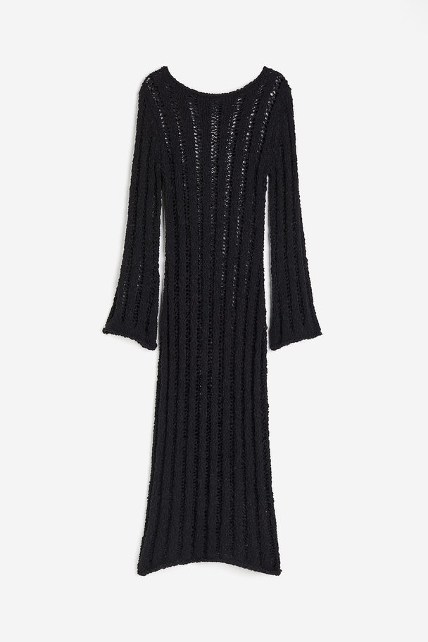 H&M Ladder-stitch-look Knitted Dress Black