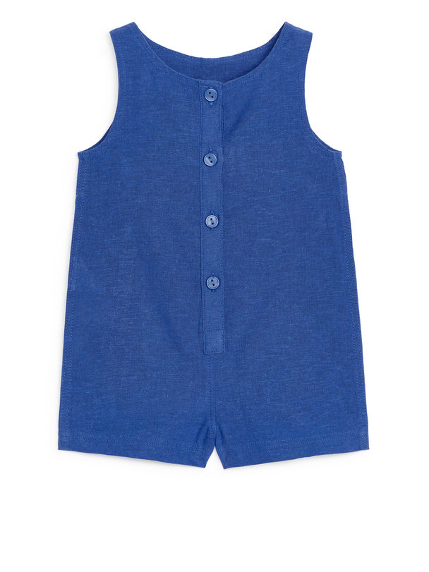 ARKET Sleeveless Cotton-linen Romper Bright Blue