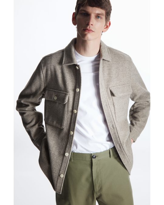 COS Relaxed-fit Wool Overshirt Dark Beige