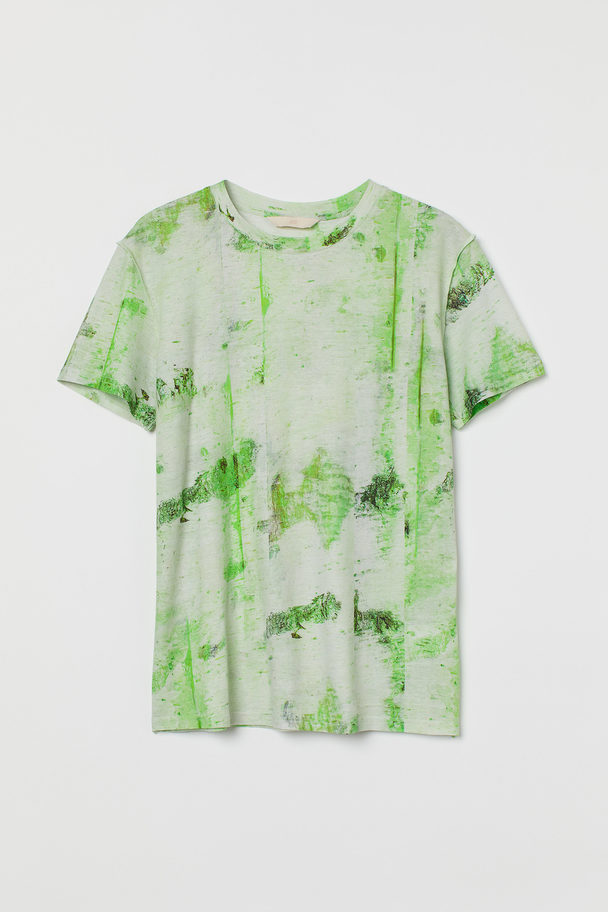 H&M T-shirt I Økologisk Bomull Grønn/mønstret