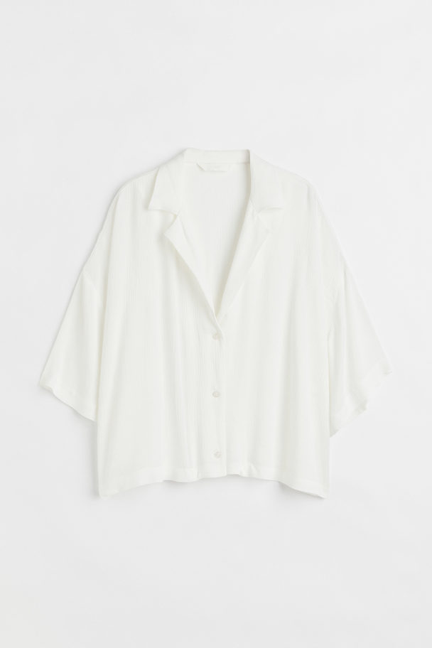 H&M Oversized Kortærmet Skjorte Hvid