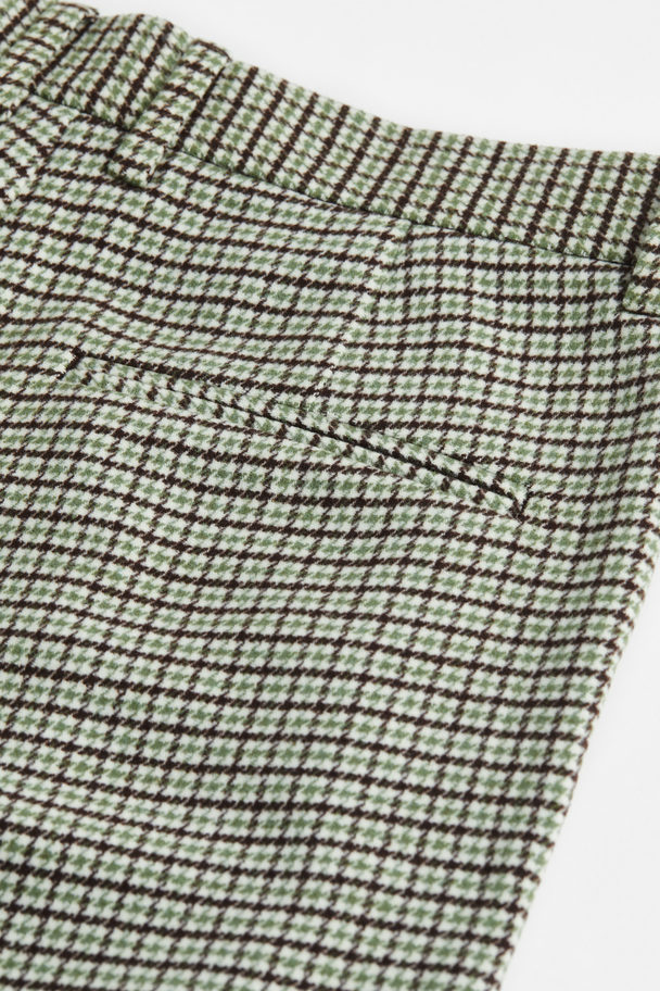 H&M Relaxed Fit Wool-blend Trousers Green/black Checked