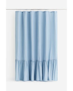 Flounce-trimmed Shower Curtain Light Blue