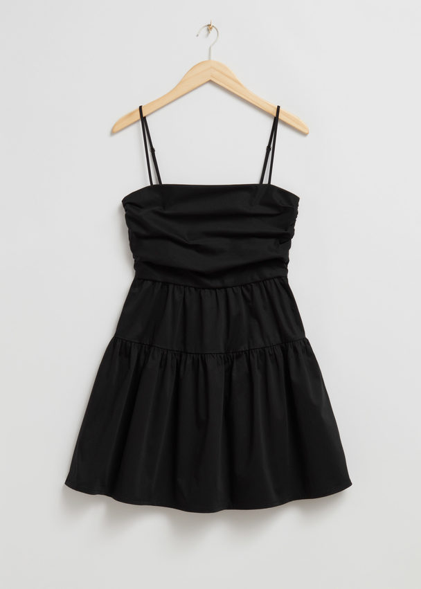 & Other Stories Babydoll-jurk Met Geplooid Lijfje Zwart