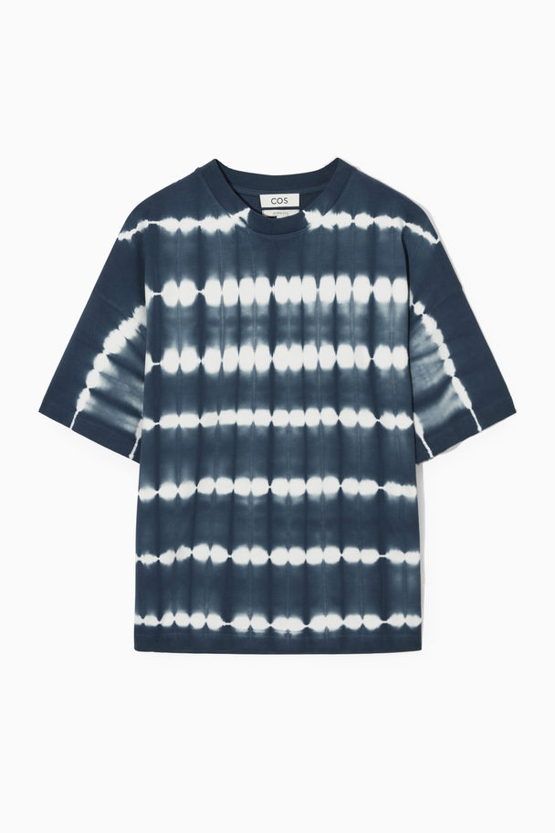 COS Oversized Heavyweight Tie-dyed T-shirt Blue / White / Printed