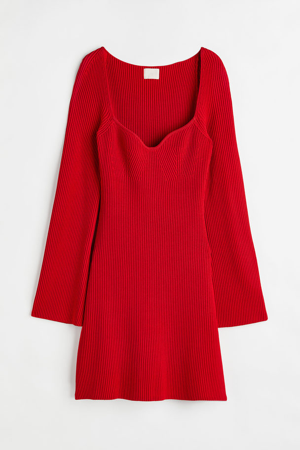 H&M Rib-knit Dress Red