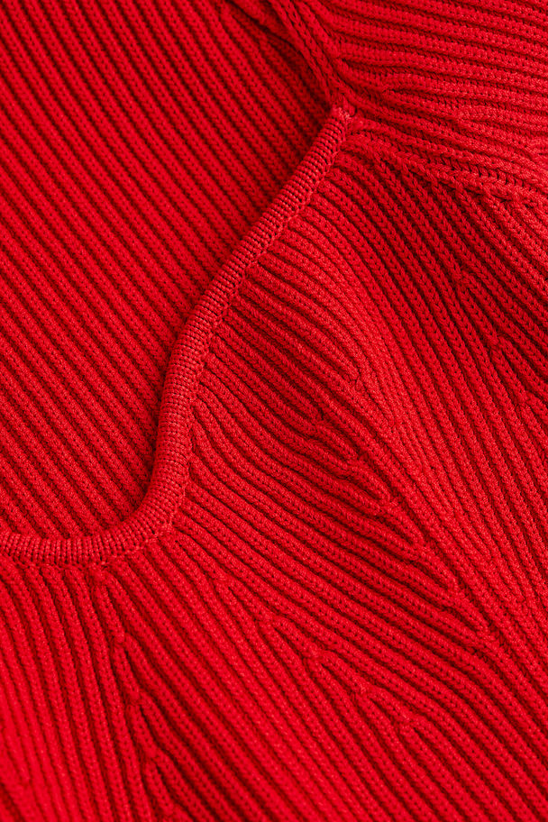 H&M Rib-knit Dress Red