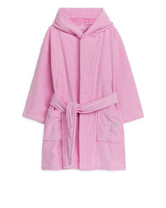 Cotton Terry Bathrobe Pink/embroidered Stars