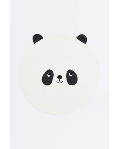 Tufted-motif Cotton Rug White/panda