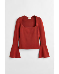 Flared-sleeve Jumper Rust Red