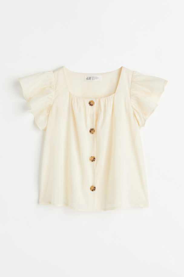 H&M Butterfly-sleeved Blouse Cream