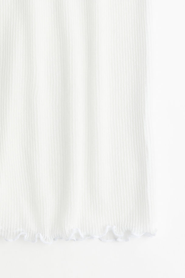 H&M Overlock-detail Ribbed Vest Top Cream
