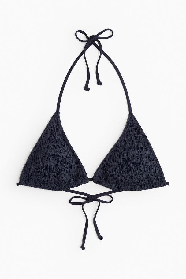 H&M Wattiertes Triangel-Bikinitop Marineblau