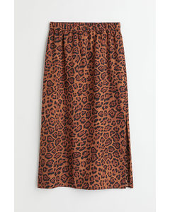 Calf-length Skirt Brown/jaguar-patterned