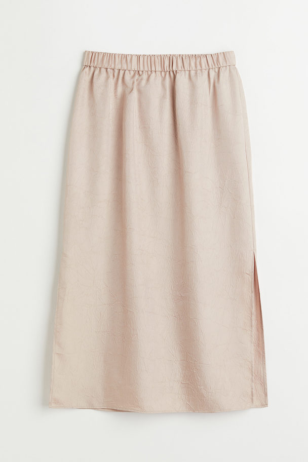 H&M Calf-length Skirt Powder Beige