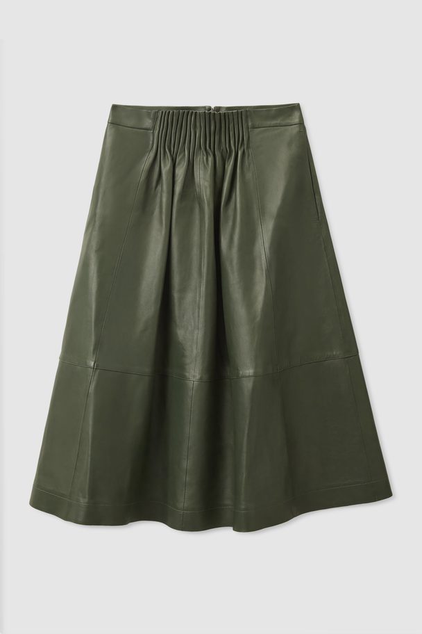 COS A-line Leather Skirt Green