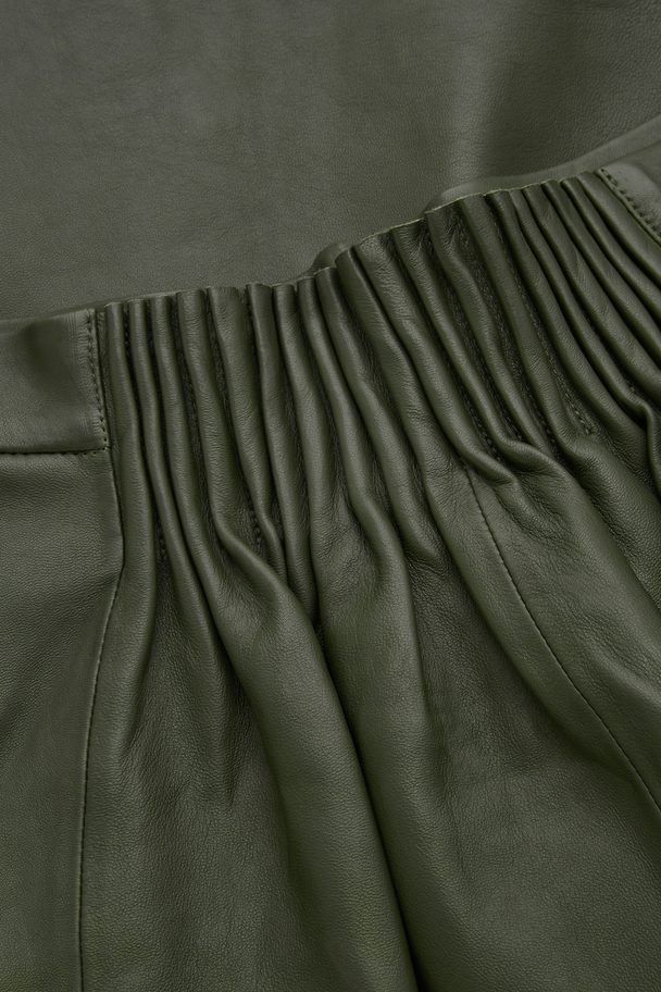 COS A-line Leather Skirt Green