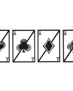 HOMEMANIA Spielkarten Wand-Dekoration Set 3 - Wandhalterung - Regal, Bücherregal - Schwarz aus Metall, 29 x 0,15 x 43 cm