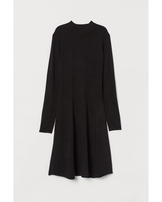 H&M Knitted Turtleneck Dress Black