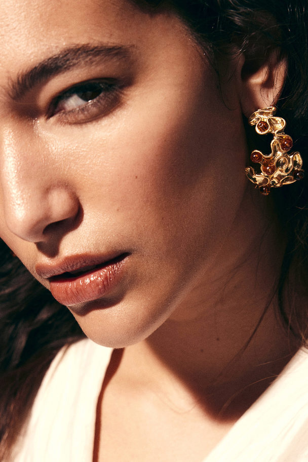 H&M Bead-detail Hoop Earrings Gold-coloured