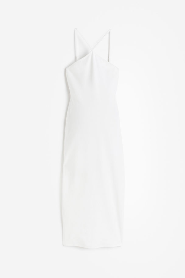 H&M MAMA Geripptes Kleid Weiß
