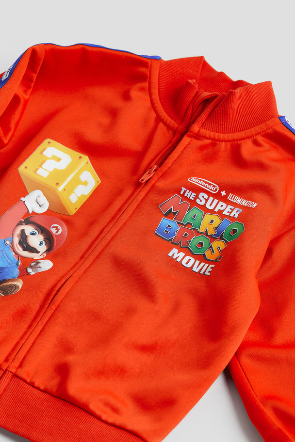 H&M Printed Track Jacket Bright Red/super Mario